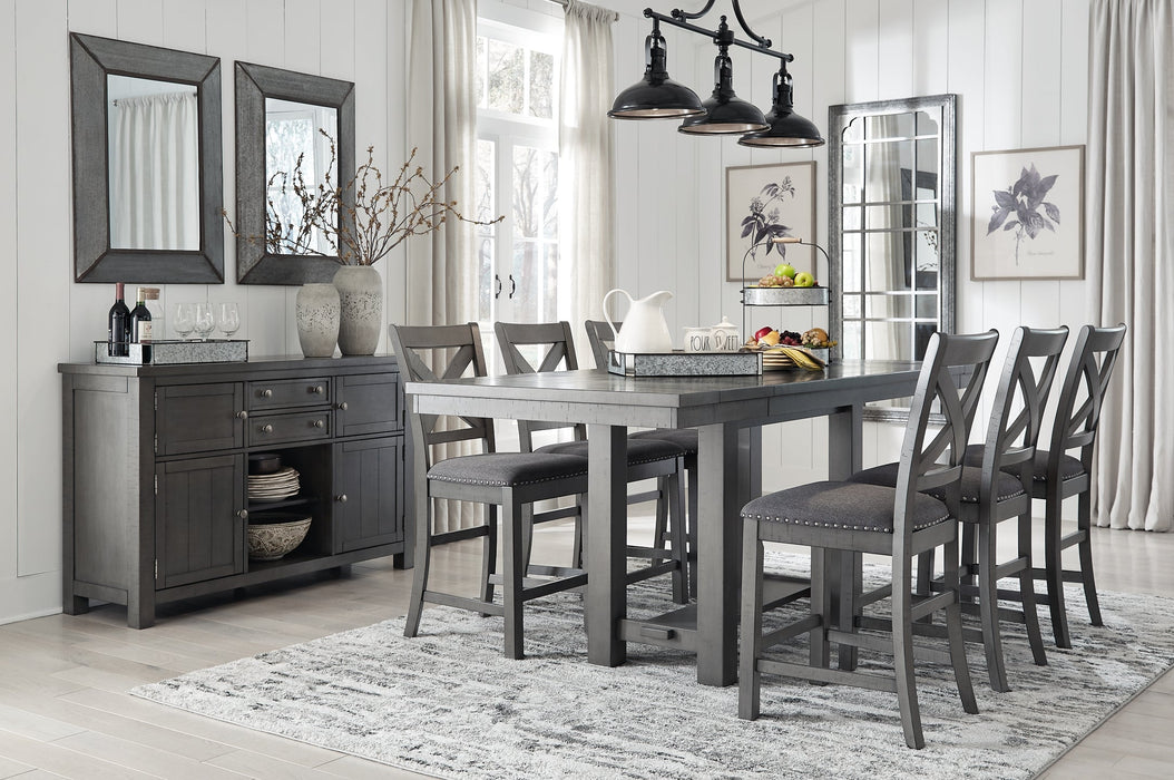 Myshanna Counter Height Dining Table and 6 Barstools with Storage Homeline Furniture