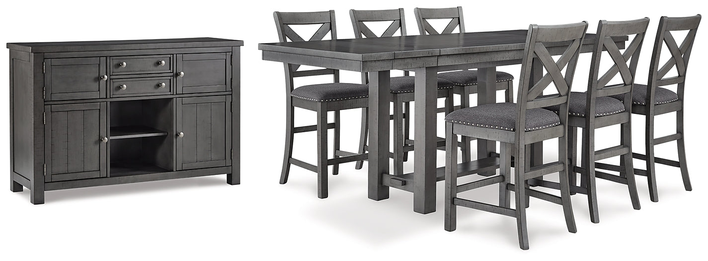 Myshanna Counter Height Dining Table and 6 Barstools with Storage Homeline Furniture