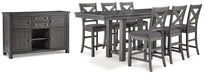 Myshanna Counter Height Dining Table and 6 Barstools with Storage Homeline Furniture