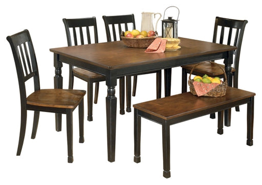 Owingsville Dining Table and 4 Chairs and Bench Homeline Furniture