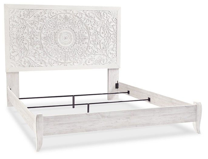 Paxberry King Panel Bed with Mirrored Dresser, Chest and 2 Nightstands Homeline Furniture