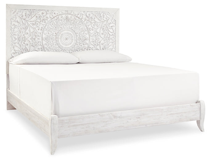 Paxberry King Panel Bed with Mirrored Dresser, Chest and 2 Nightstands Homeline Furniture