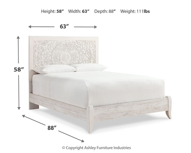 Paxberry Queen Panel Bed with Mirrored Dresser Homeline Furniture