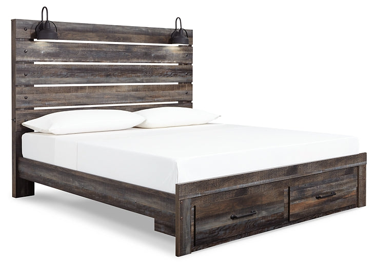 Drystan King Panel Bed with Storage with Dresser