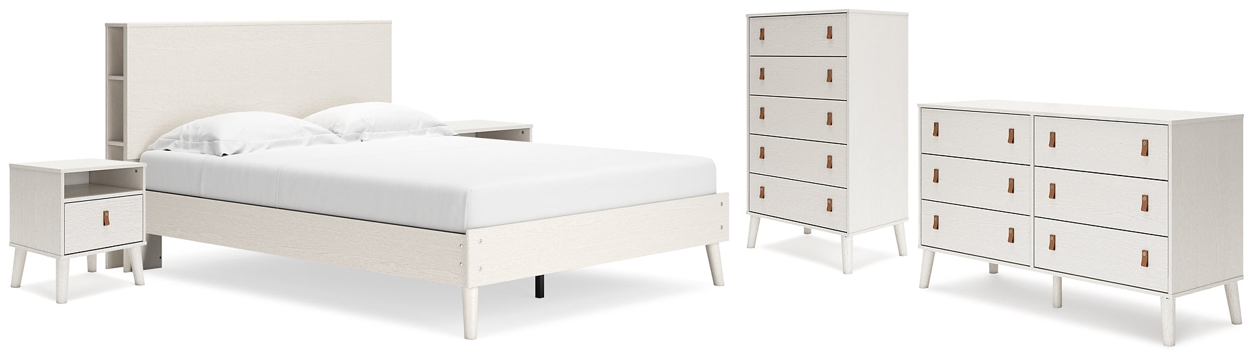 Aprilyn Queen Bookcase Bed with Dresser, Chest and 2 Nightstands