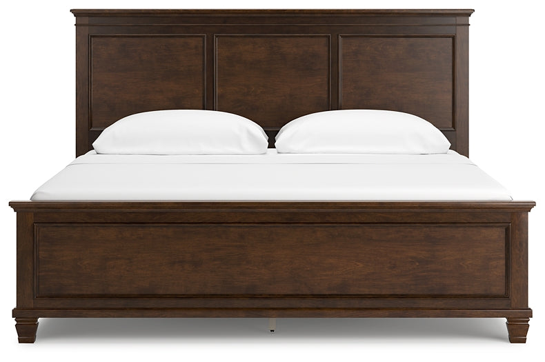 Danabrin California King Panel Bed with Mirrored Dresser and Chest