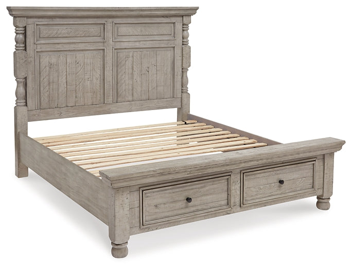 Harrastone King Panel Bed with Mirrored Dresser and 2 Nightstands