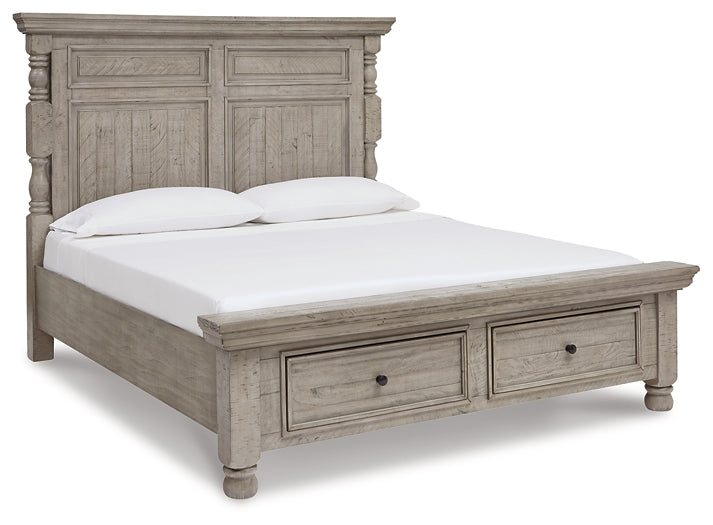 Harrastone Queen Panel Bed with Mirrored Dresser, Chest and 2 Nightstands